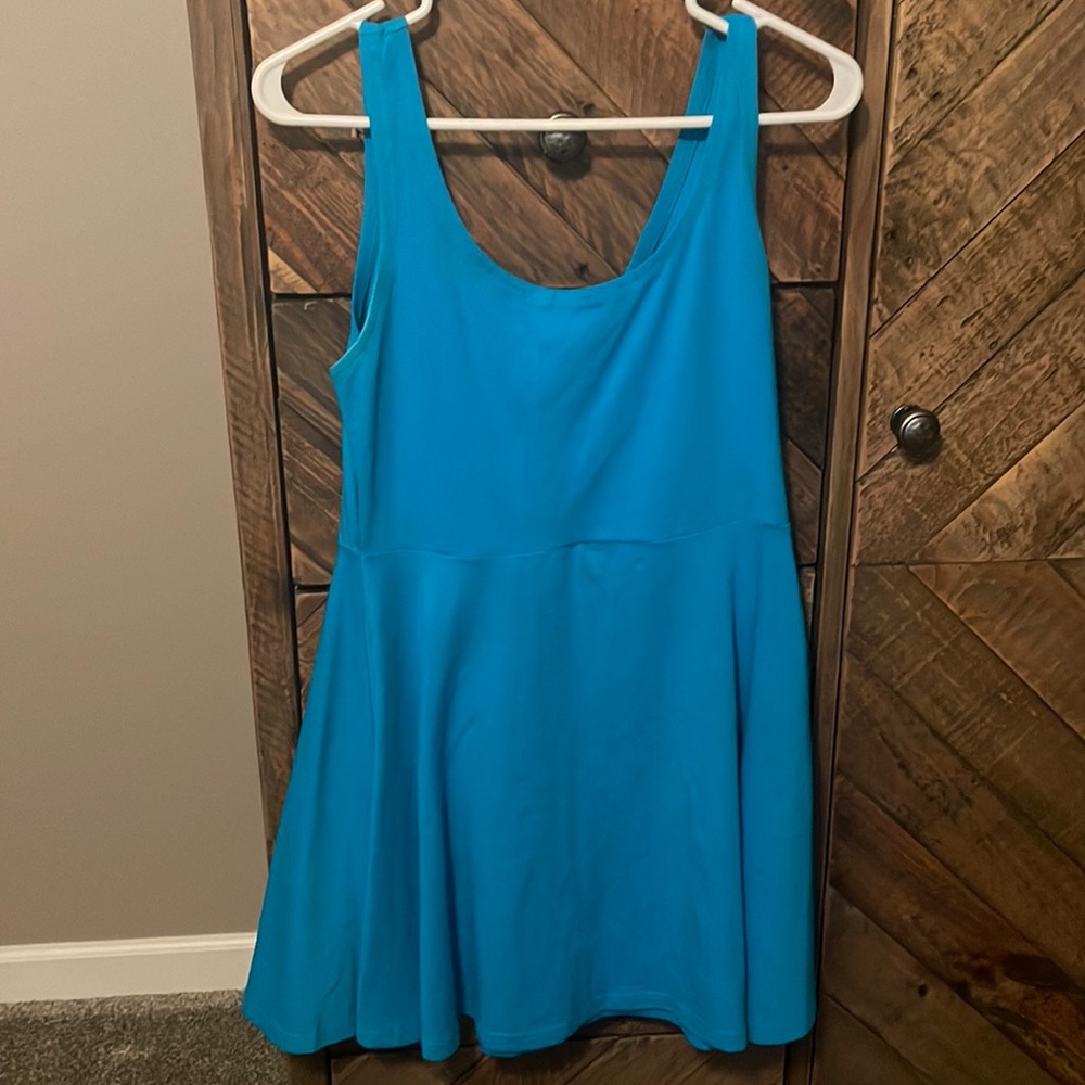 Express swing dress, bright blue.